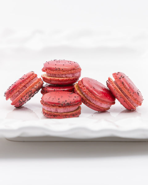 24 Raspberry French Macarons