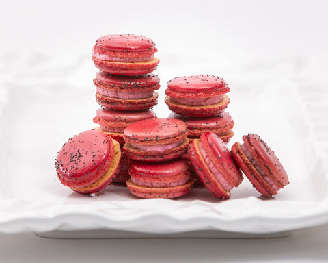 24 Raspberry French Macarons