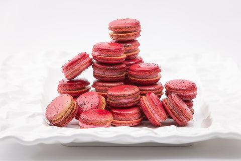 24 Raspberry French Macarons