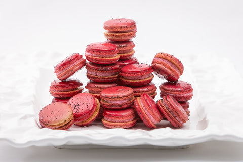 24 Raspberry French Macarons