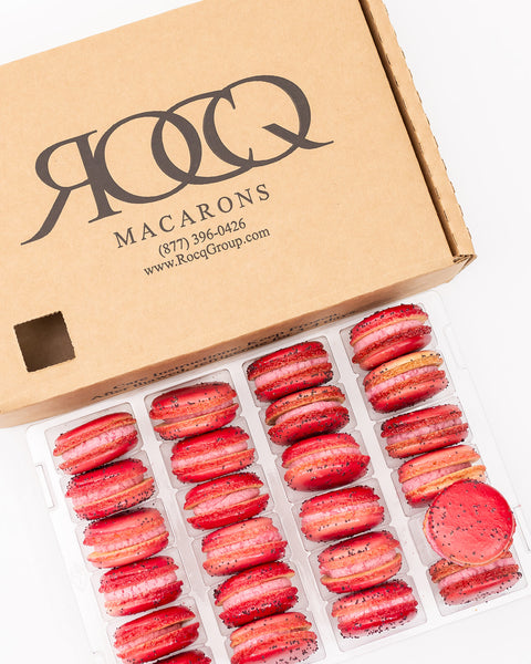 24 Raspberry French Macarons