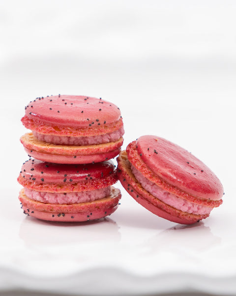 24 Raspberry French Macarons