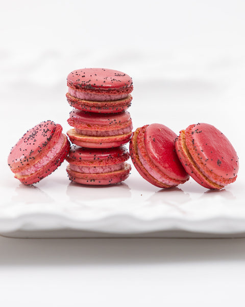 24 Raspberry French Macarons