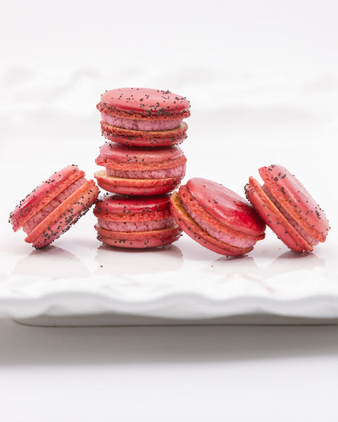 24 Raspberry French Macarons